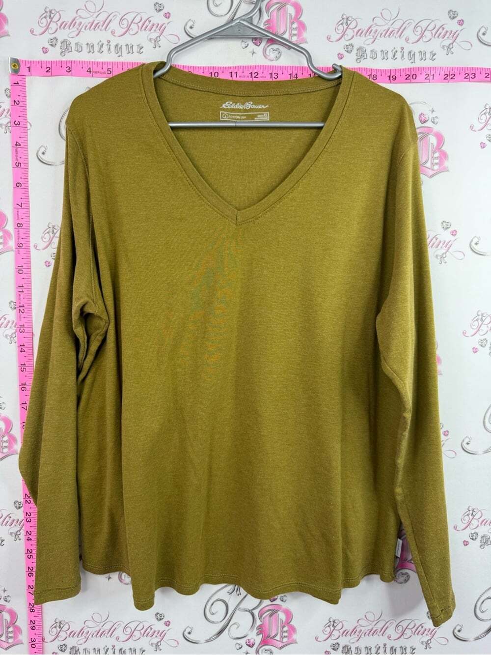Eddie Bauer shirt long sleeve cotton V-Neck Long Sleeve Top